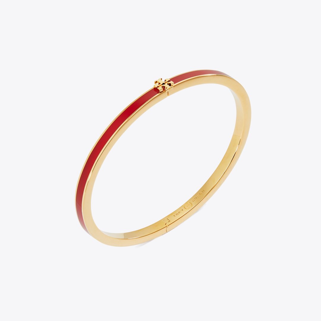 Tory Burch Icon Thin Enamel Bracelet Tory Gold / Red