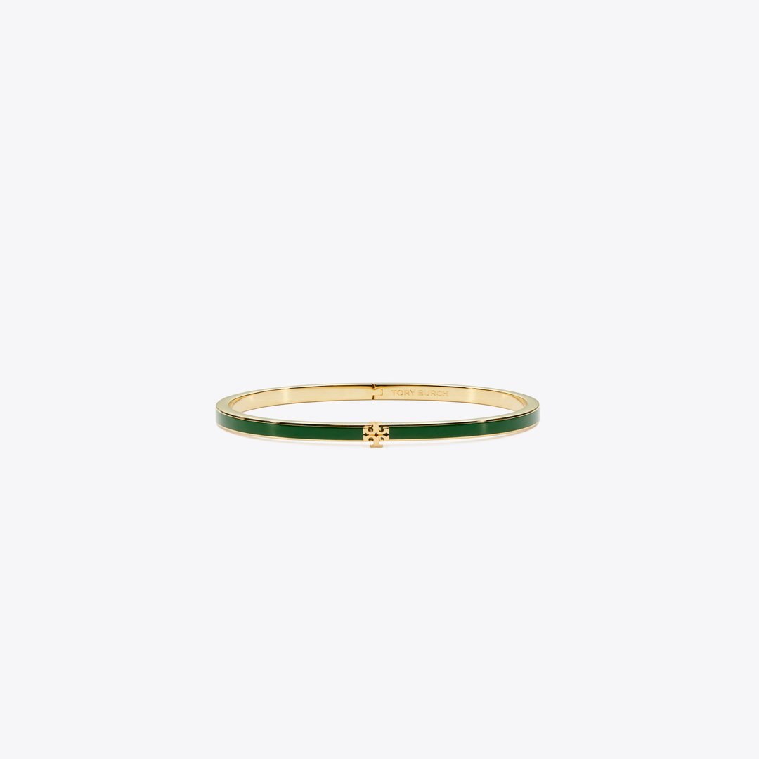 Tory Burch Icon Thin Enamel Bracelet Tory Gold / Dark Kale