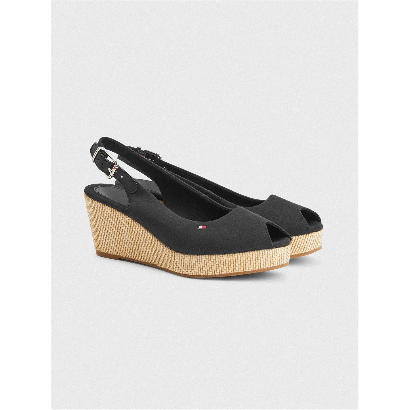  Iconic Elba Sling Back Wedges Black