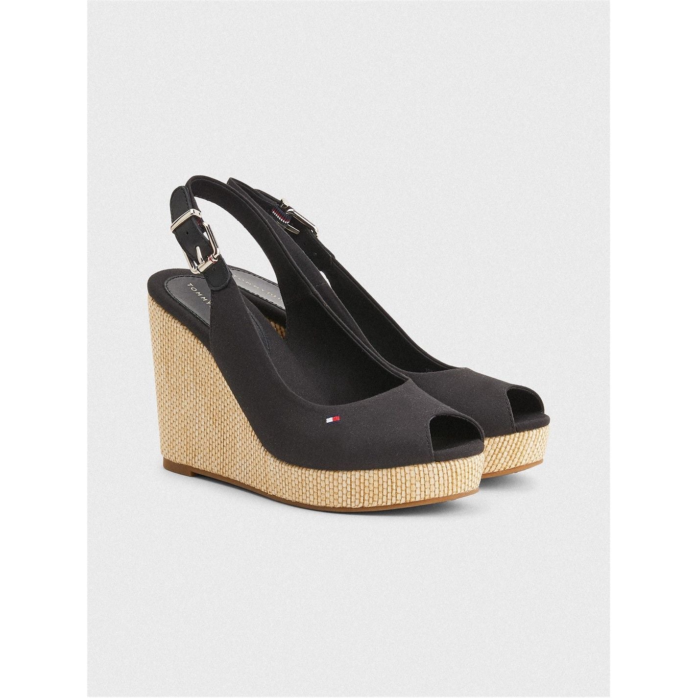  Iconic Elena Sling Back Wedges Black