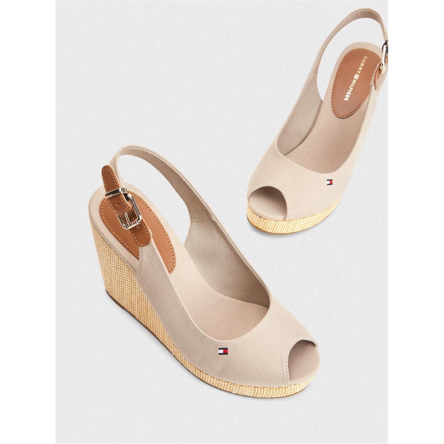  Iconic Elena Sling Back Wedges Stone