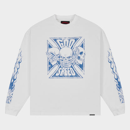 Godspeed Omerta LS T-Shirt (White Blue)