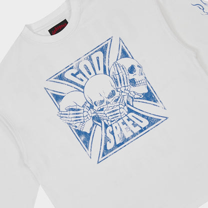 Godspeed Omerta LS T-Shirt (White Blue)