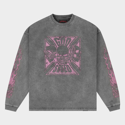 Godspeed Omerta LS T-Shirt (Grey Pink)