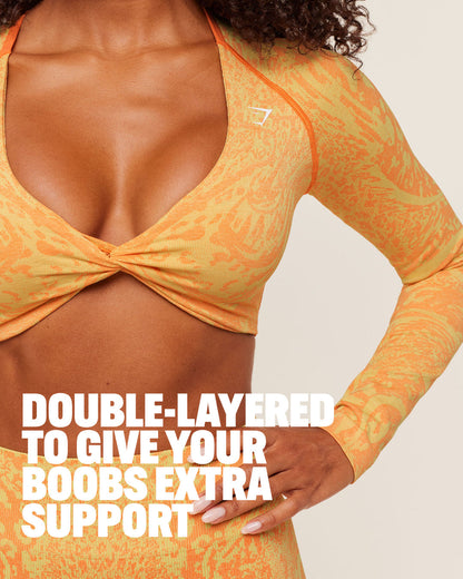 Women's Gymshark Adapt Animal X Whitney Long Sleeve Crop Top Sorbet Yellow