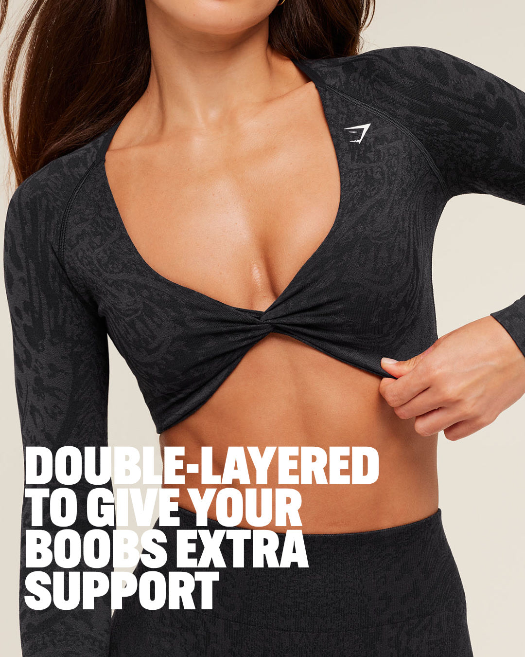 Women's Gymshark Adapt Animal X Whitney Long Sleeve Crop Top Black