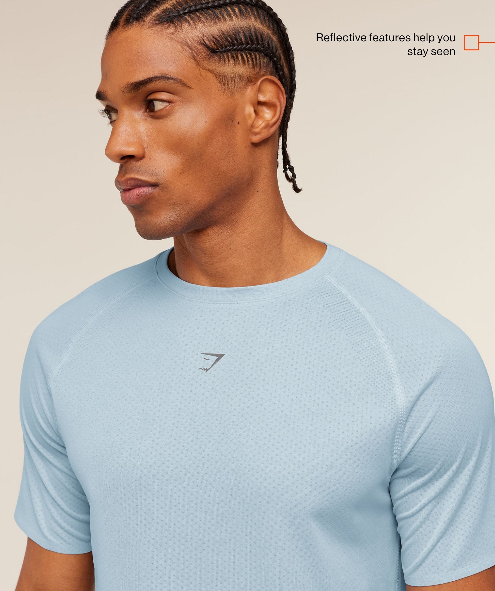 Gymshark Hybrid Engineered Jacquard T-Shirt Chilled Blue