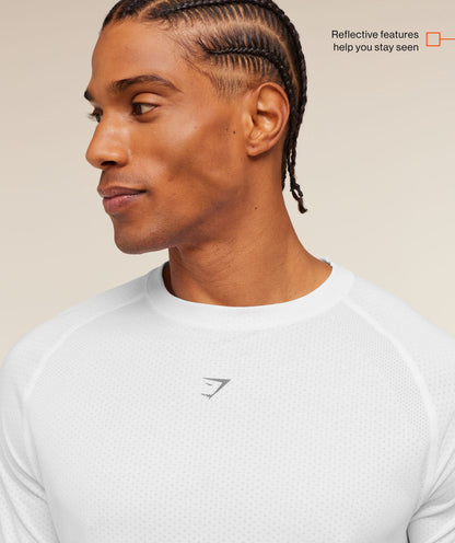 Gymshark Hybrid Engineered Jacquard T-Shirt White