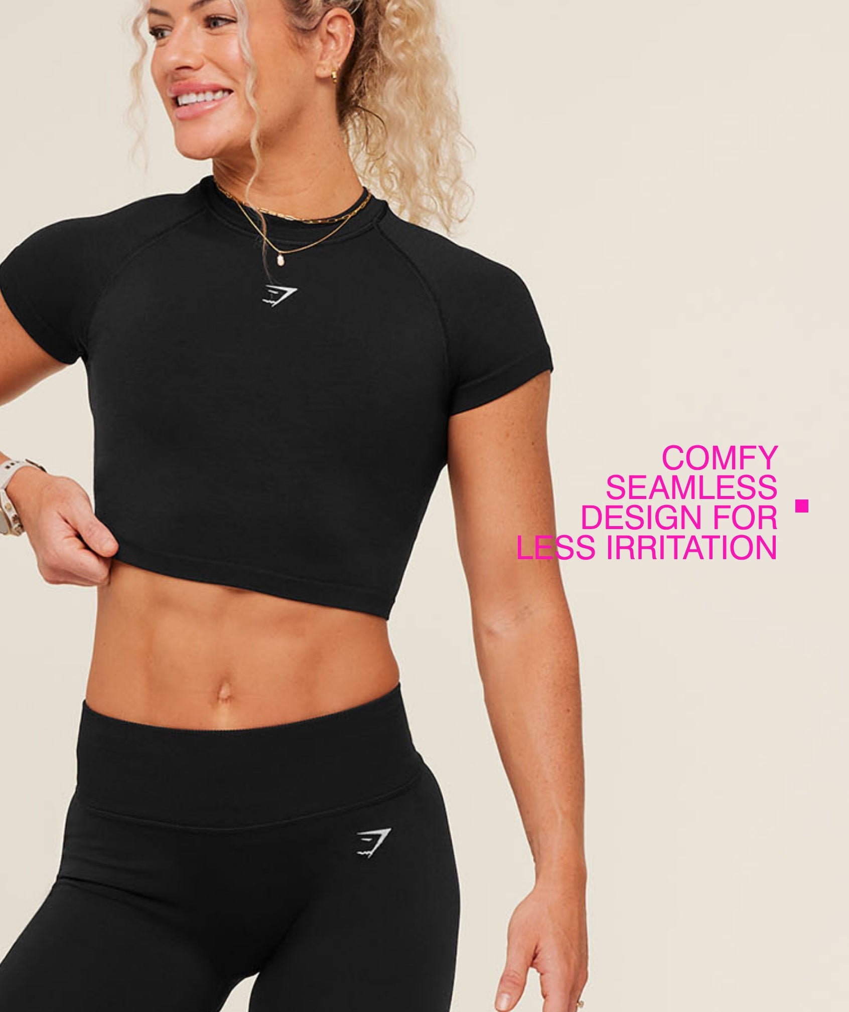 Women's Gymshark Interval Seamless Short Sleeve Crop Top Black