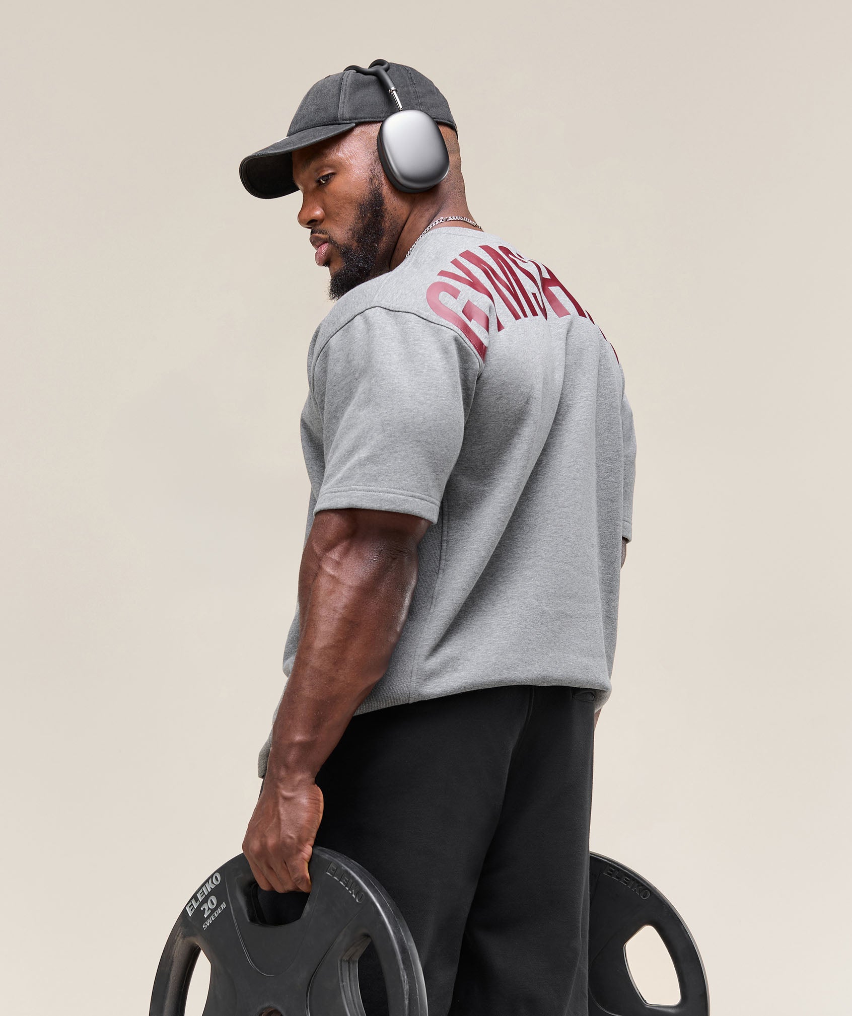 Gymshark Power Short Sleeve Crew Charcoal Core Marl
