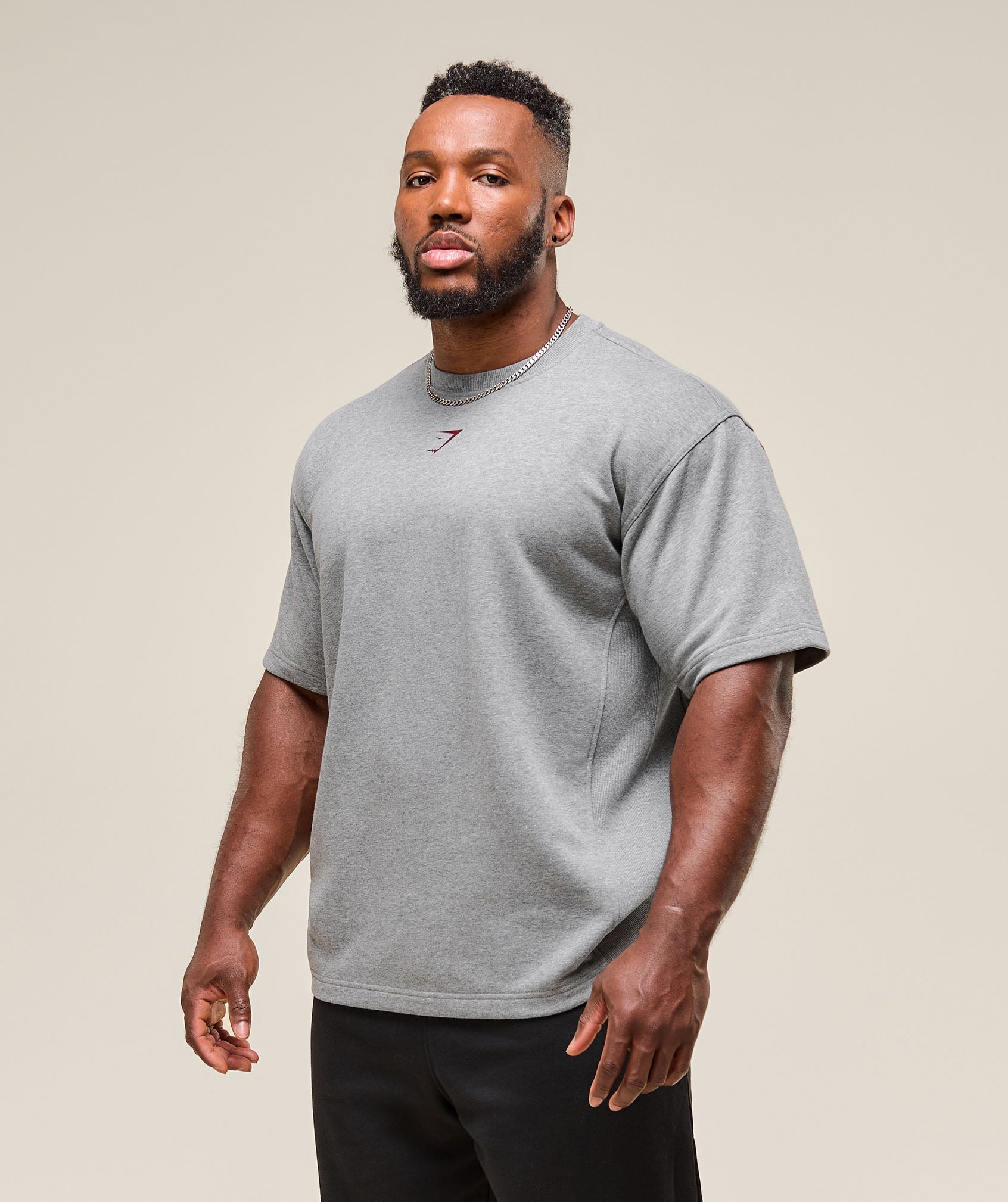 Gymshark Power Short Sleeve Crew Charcoal Core Marl