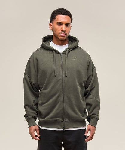 Gymshark Power Zip Up Hoodie Strength Green