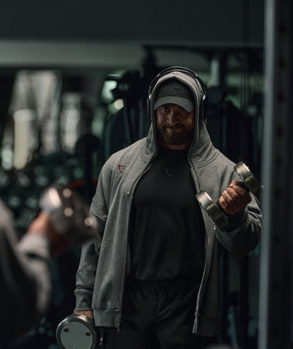Gymshark Power Zip Up Hoodie Charcoal Core Marl