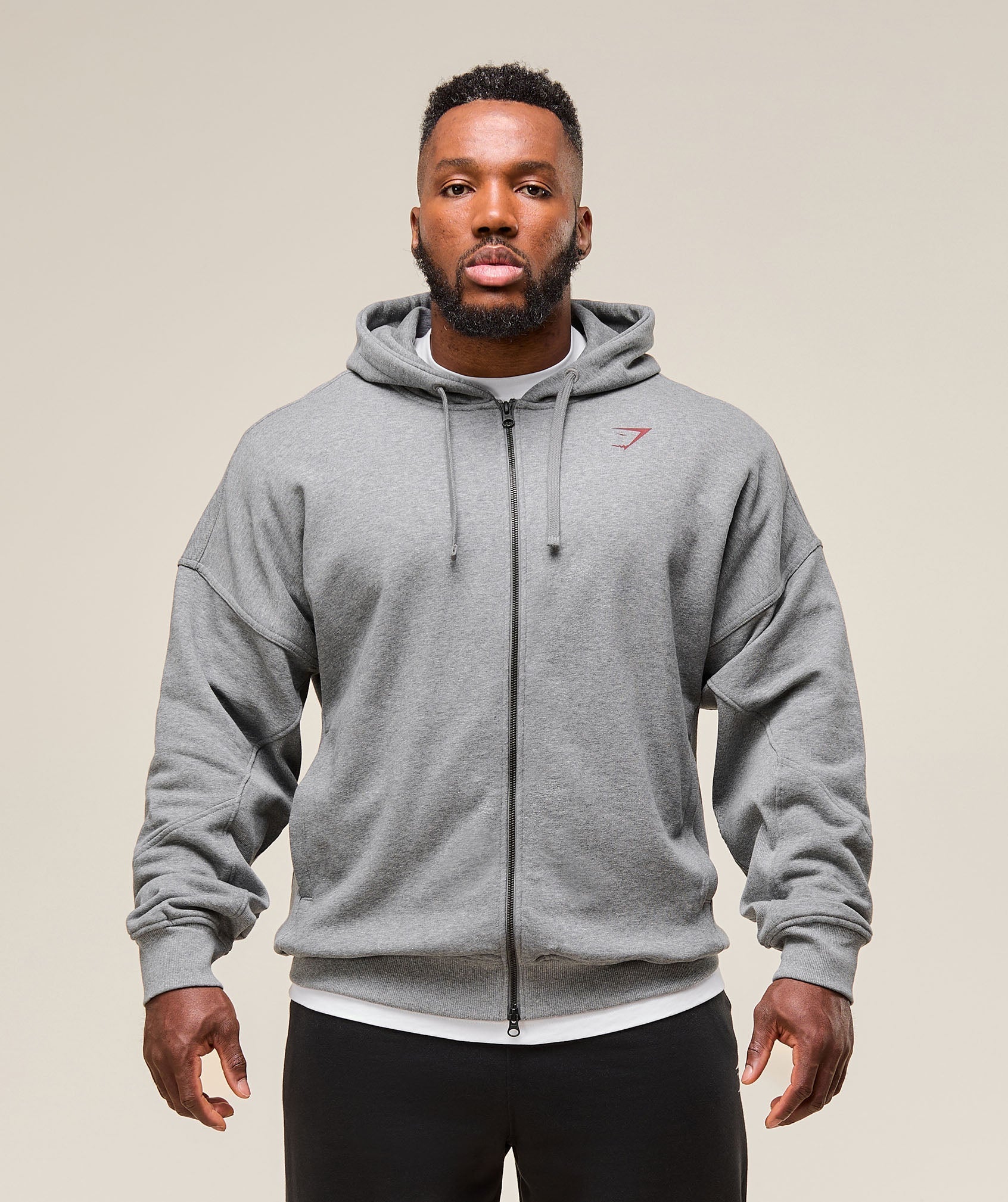 Gymshark Power Zip Up Hoodie Charcoal Core Marl