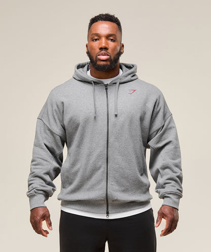 Gymshark Power Zip Up Hoodie Charcoal Core Marl