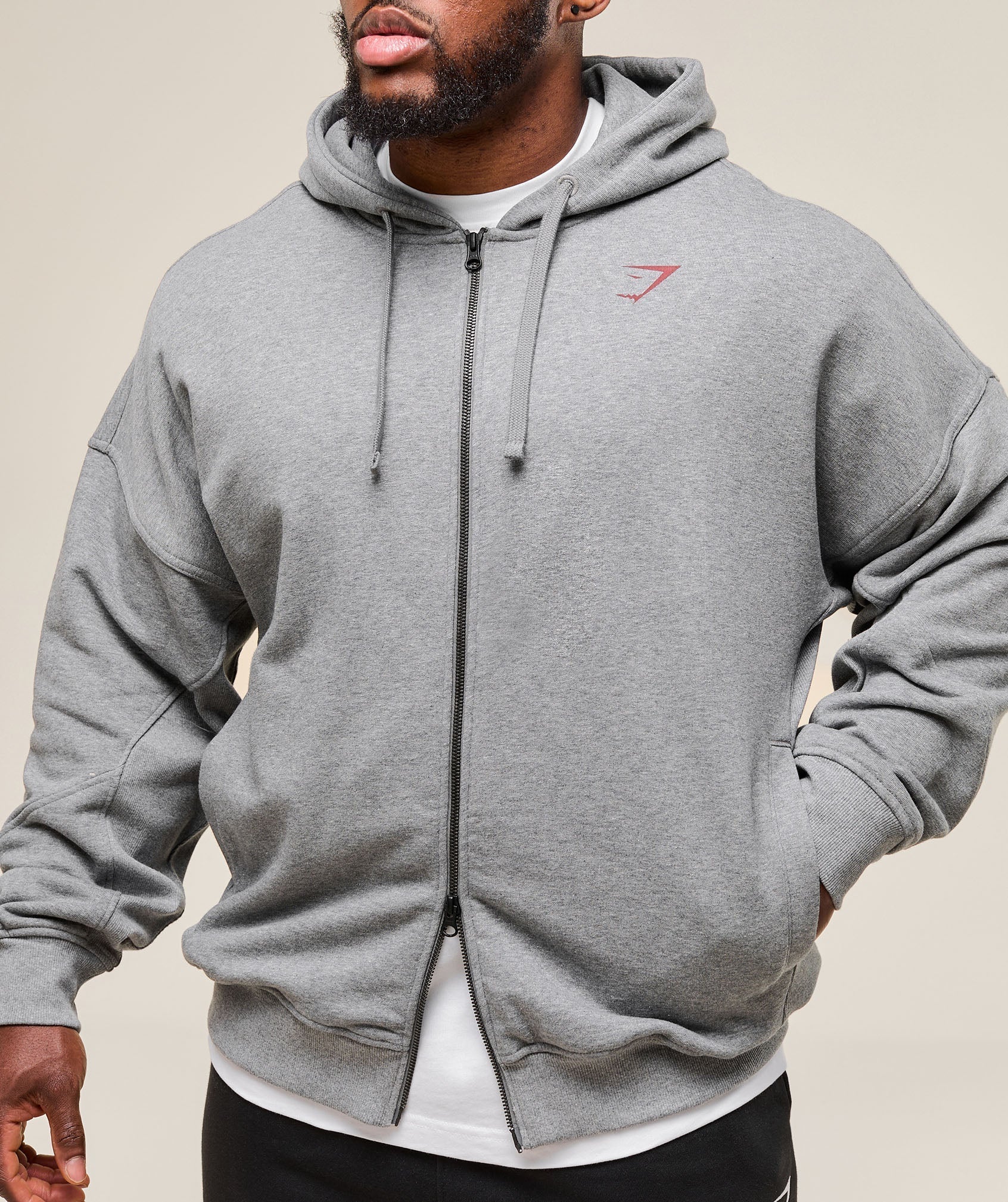 Gymshark Power Zip Up Hoodie Charcoal Core Marl