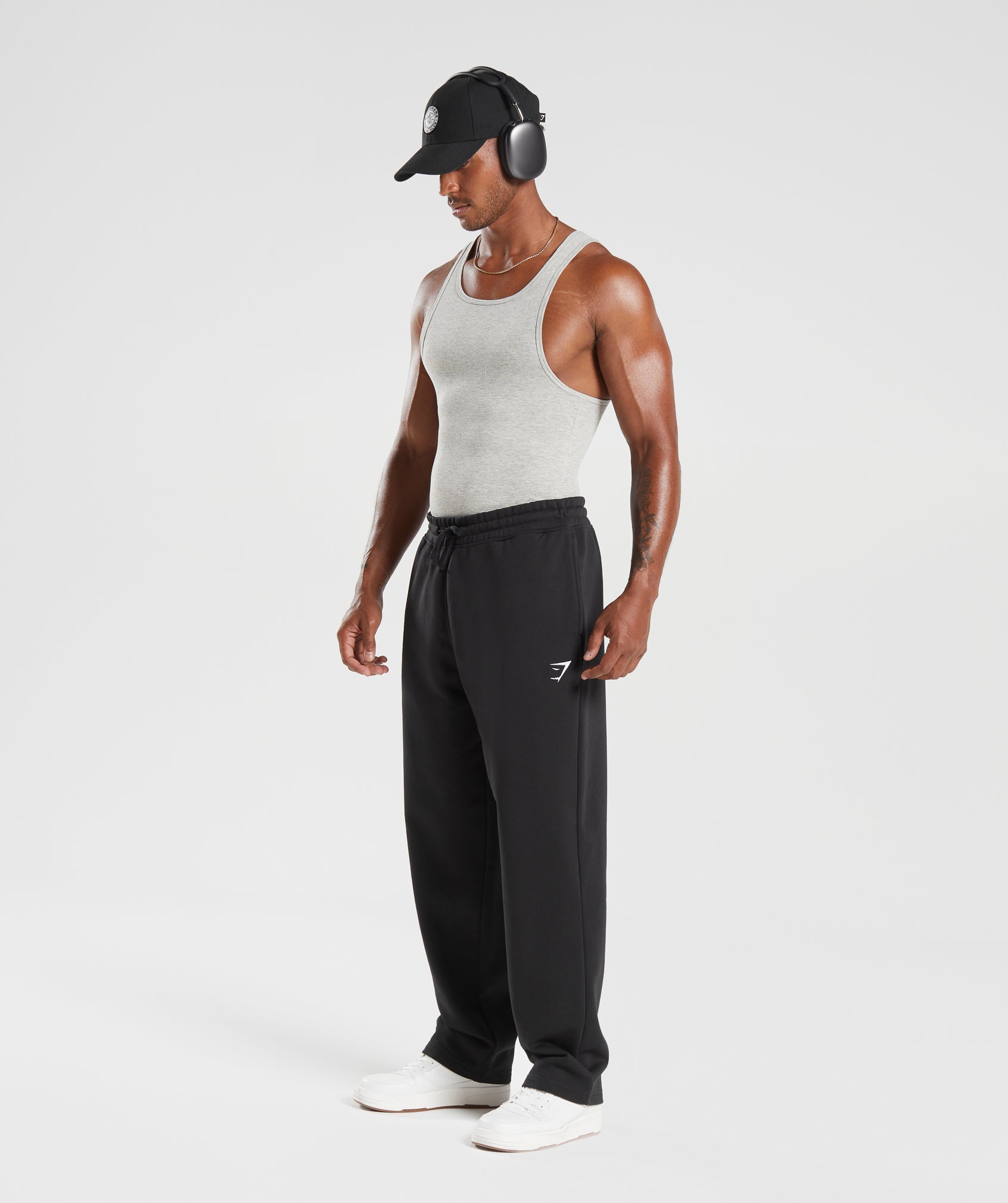 Gymshark Crest Straight Leg Joggers Black