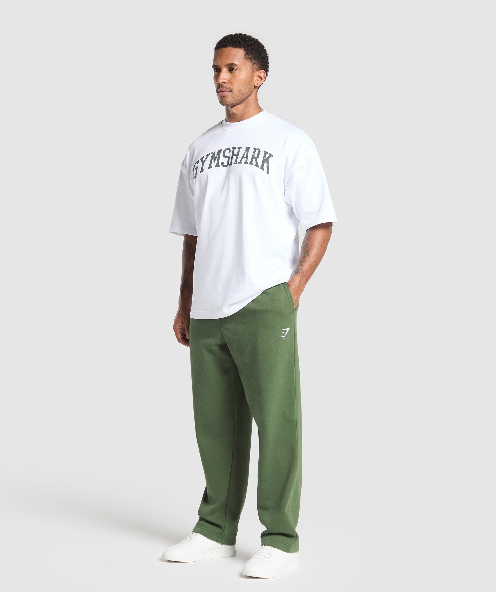 Gymshark Crest Straight Leg Joggers Core Olive