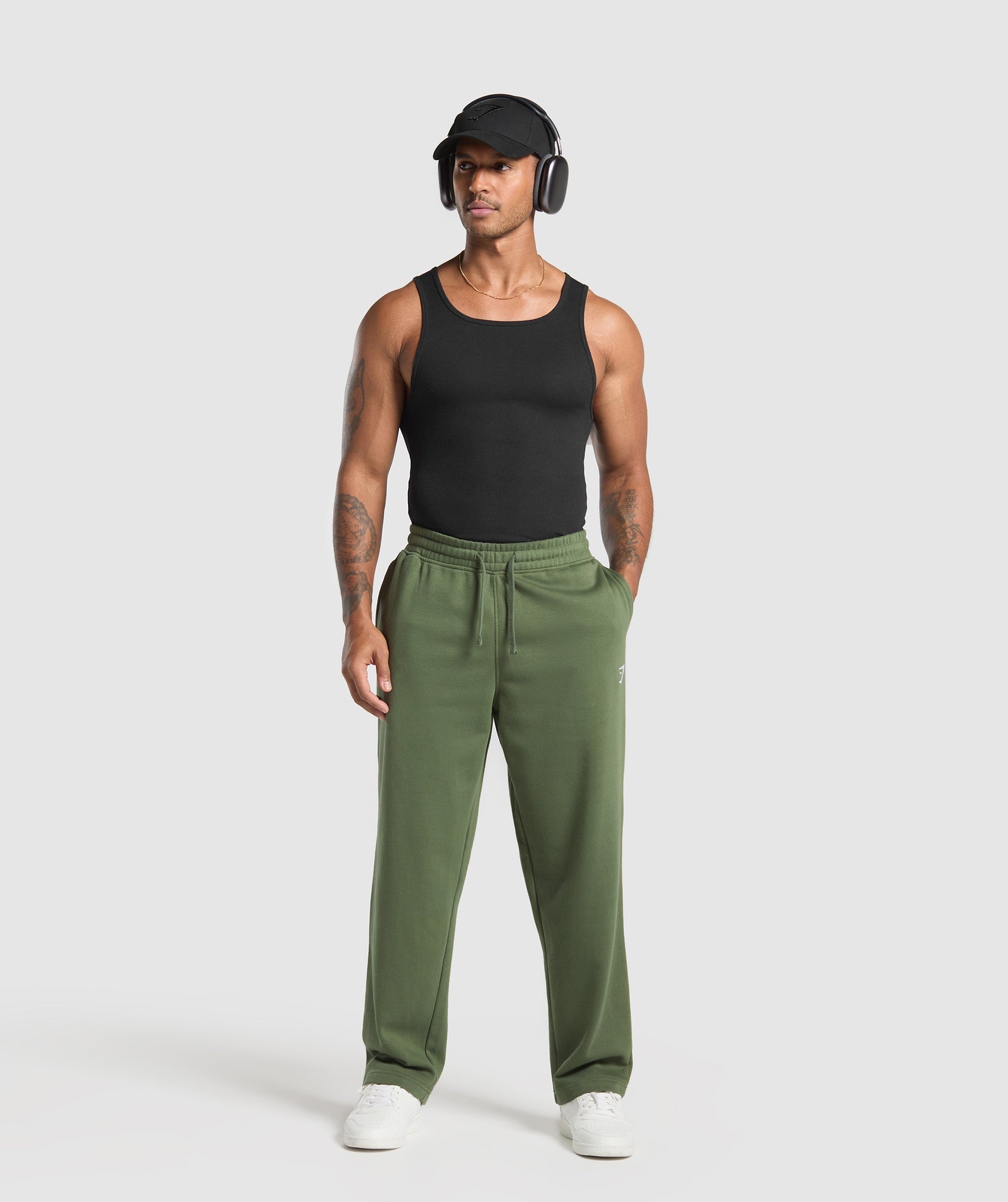 Gymshark Crest Straight Leg Joggers Core Olive