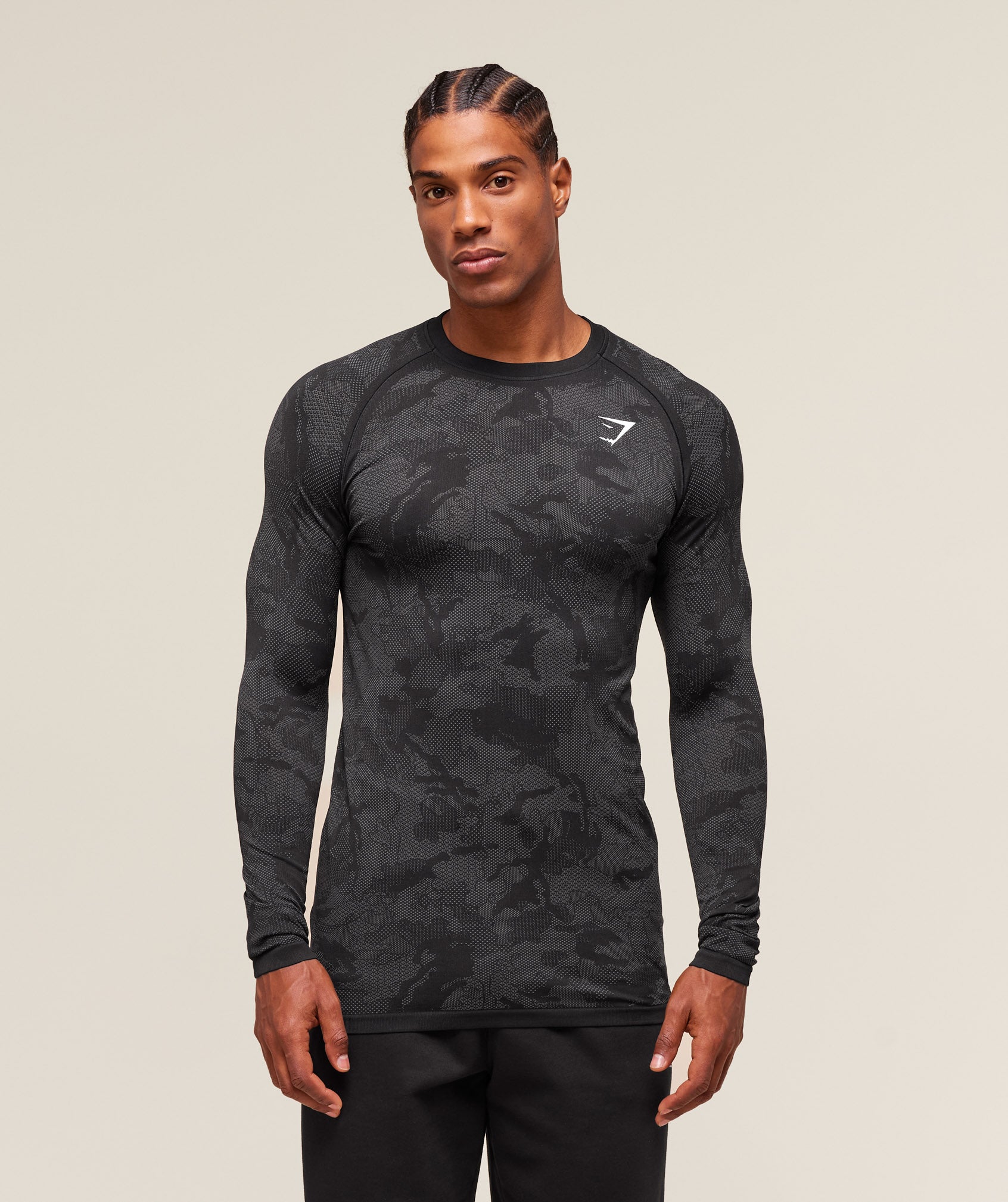 Gymshark Geo Seamless Long Sleeve T-Shirt Black