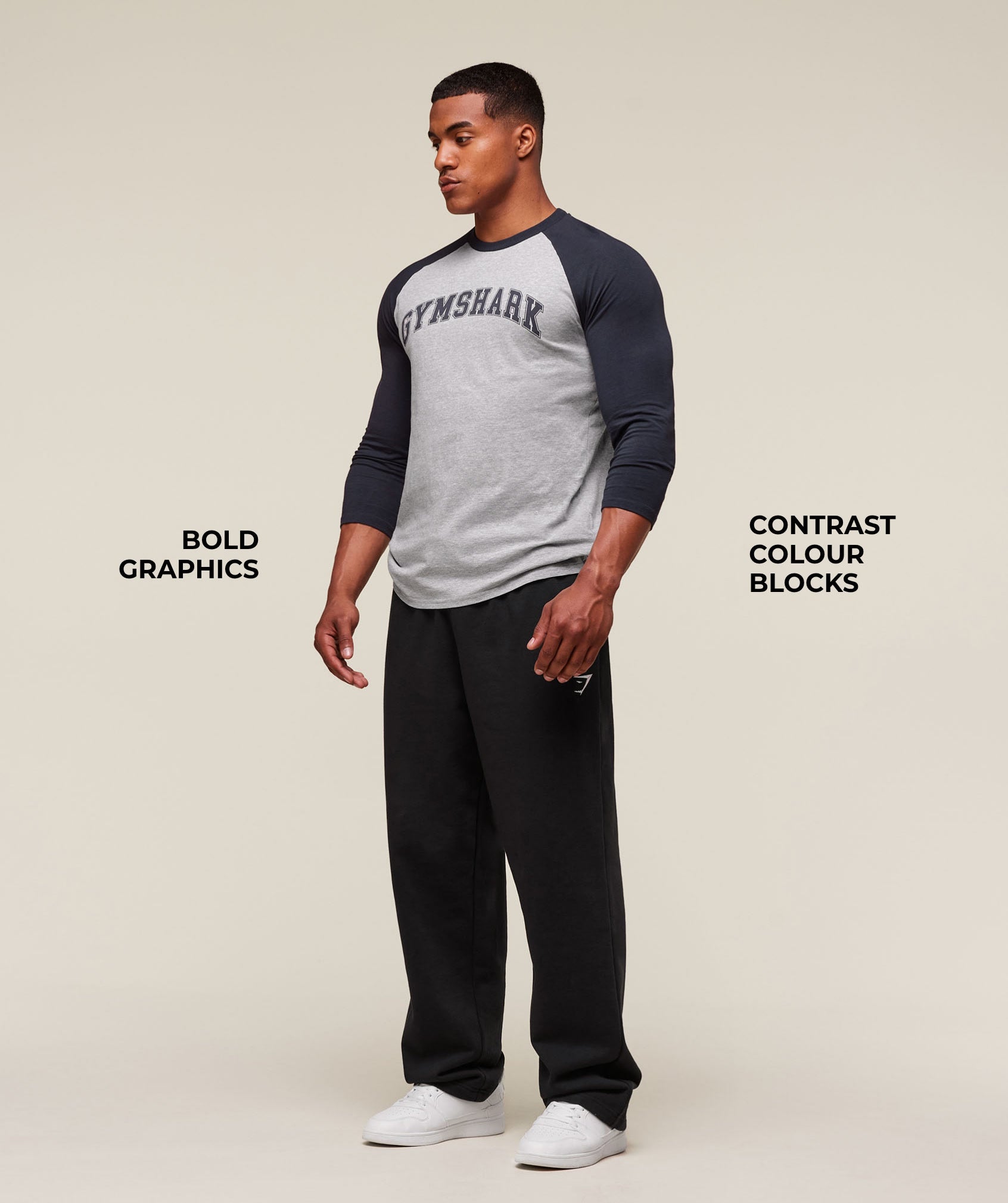 Gymshark Gslc Raglan 3/4 Sleeve T-Shirt Light Grey Core Marl