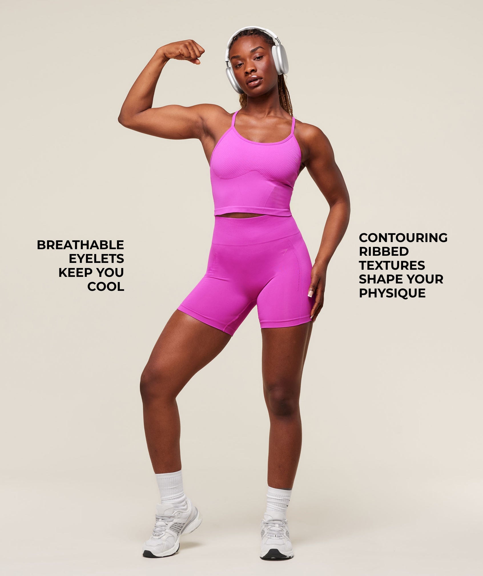 Women's Gymshark Energised Seamless Crop Top Vibrant Pink