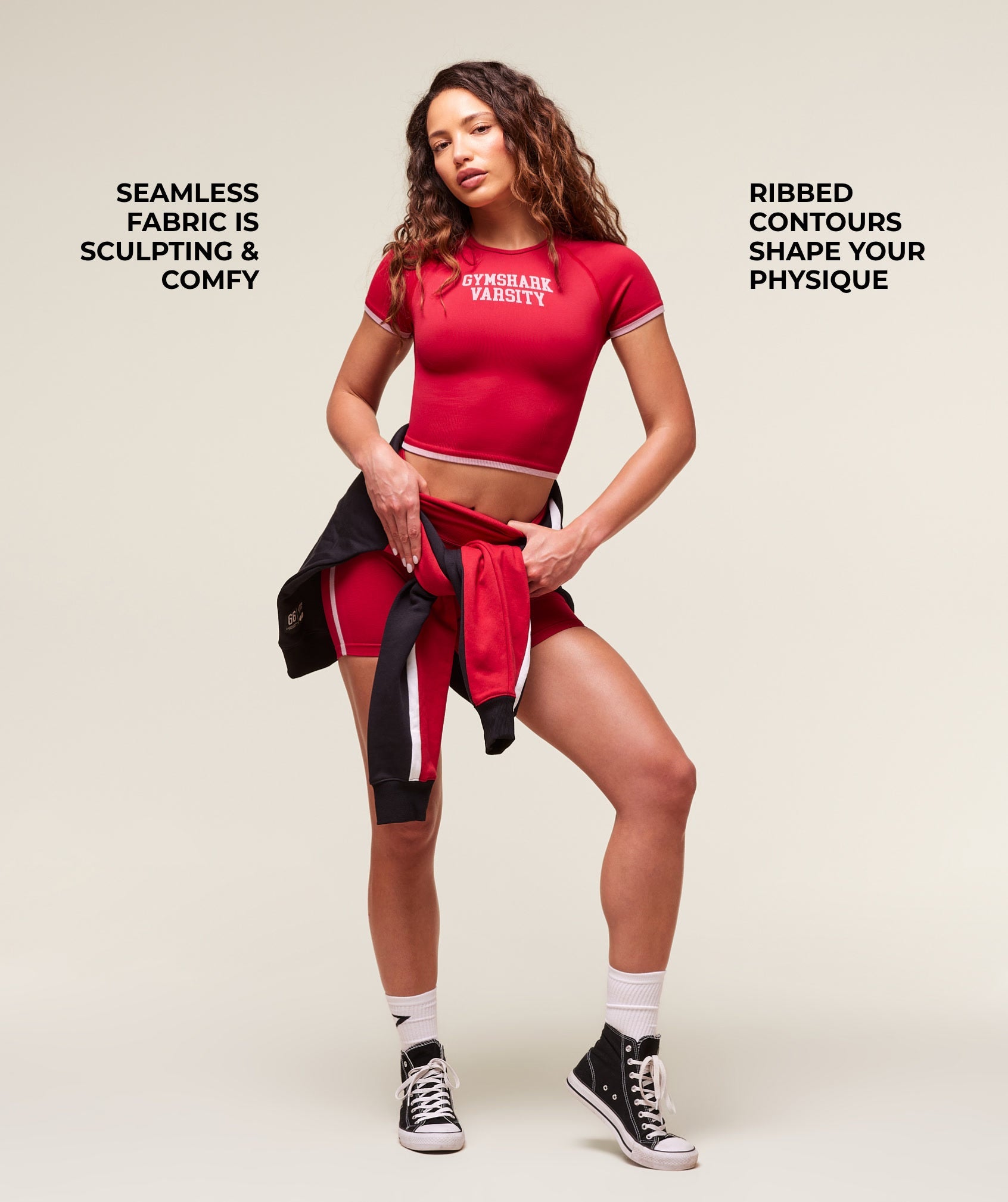 Women's Gymshark Lift Varsity Seamless Midi T-Shirt Carmine Red