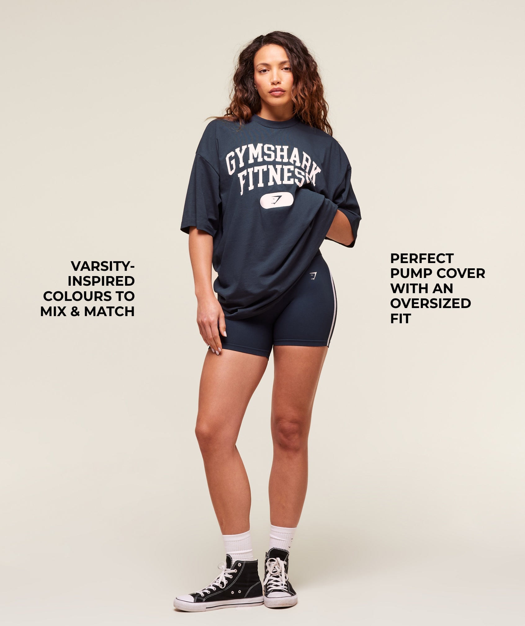 Women's Gymshark Varsity Graphic Oversized T-Shirt Heavy Blue