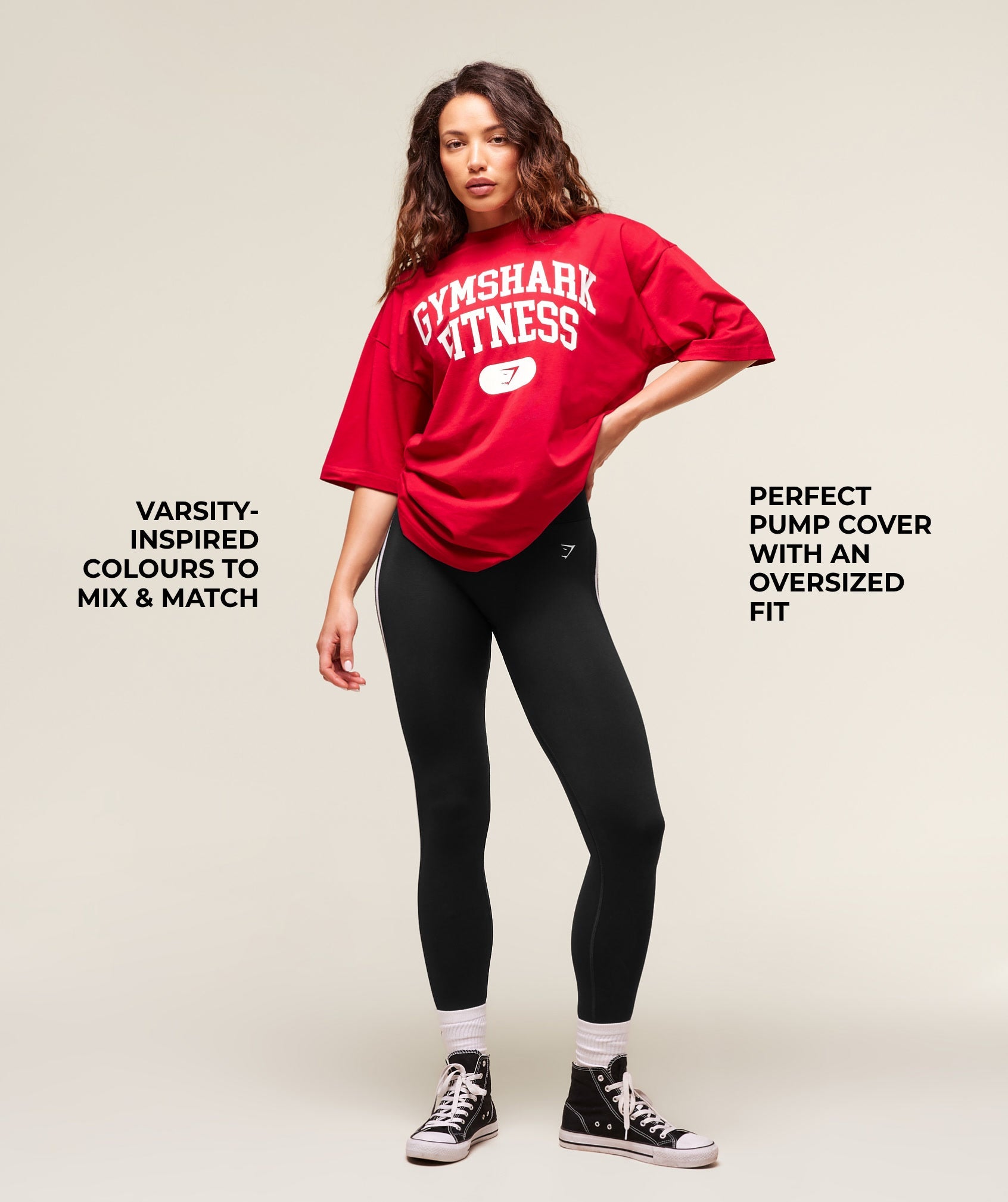 Women's Gymshark Varsity Graphic Oversized T-Shirt Conditioning Red