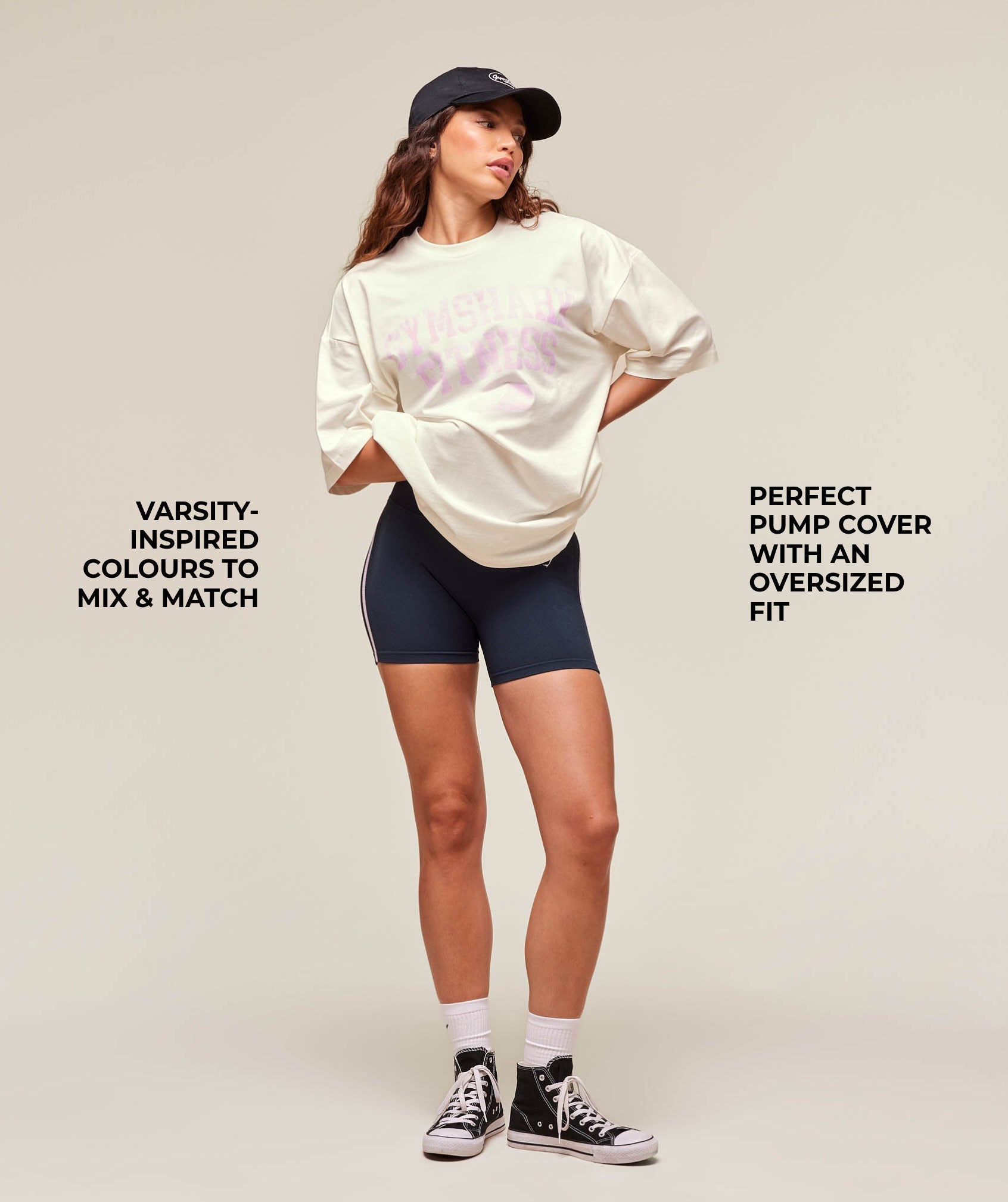 Women's Gymshark Varsity Graphic Oversized T-Shirt Soft White