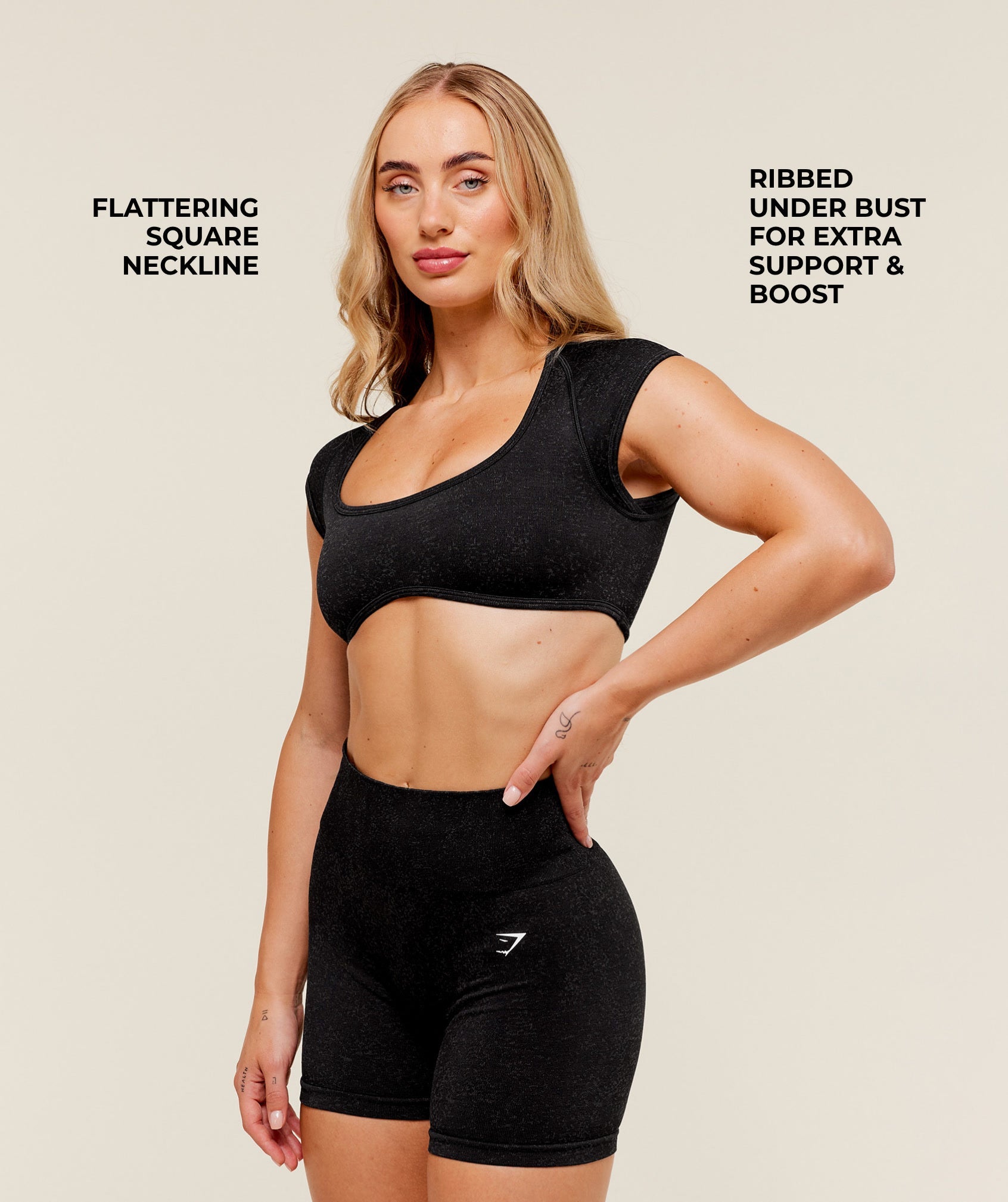 Women's Gymshark Adapt Fleck X Whitney Short Sleeve Crop Top Black L