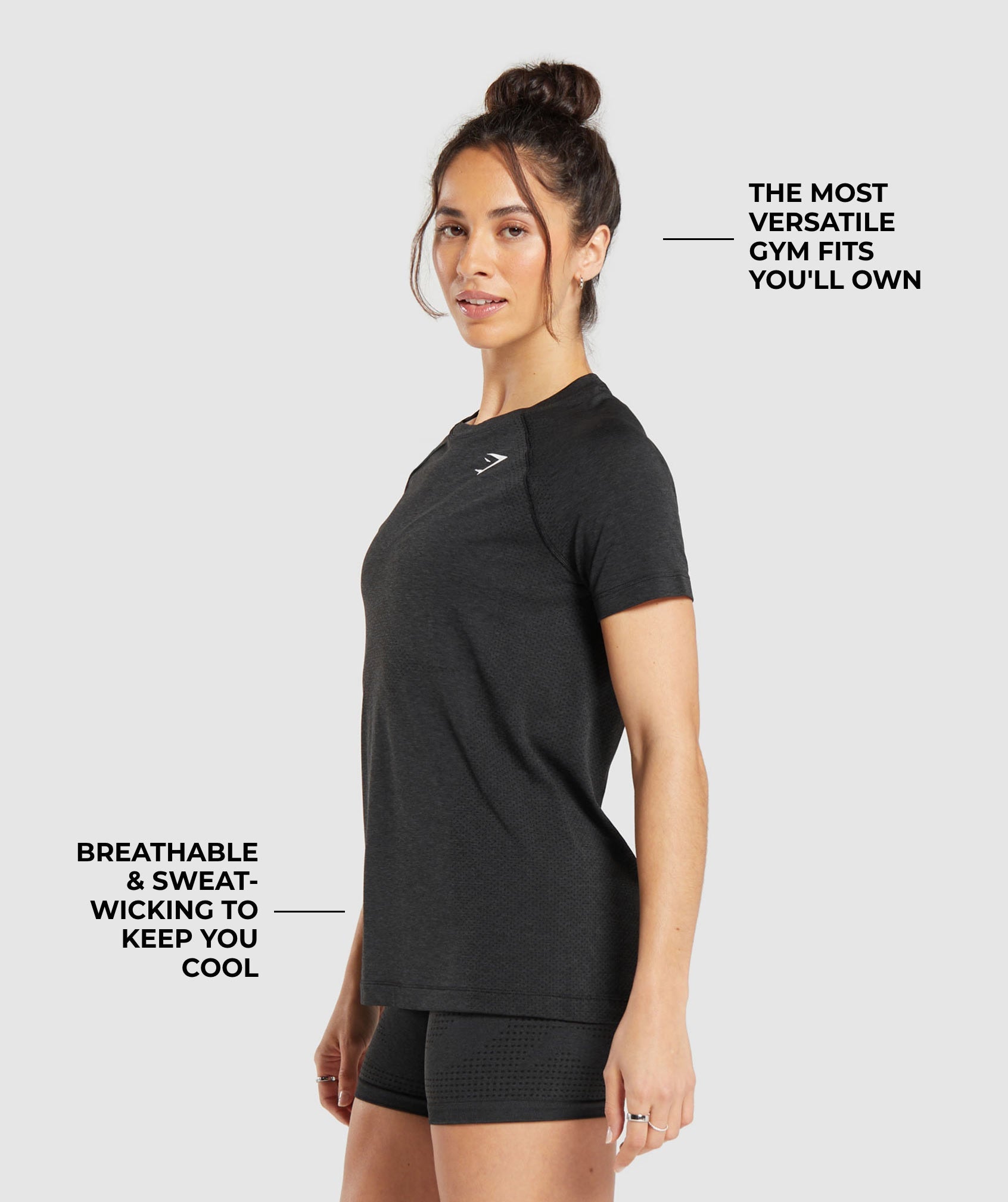 Women's Gymshark Vital Light T-Shirt Black Marl