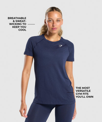 Women's Gymshark Vital Light T-Shirt Heavy Blue Marl