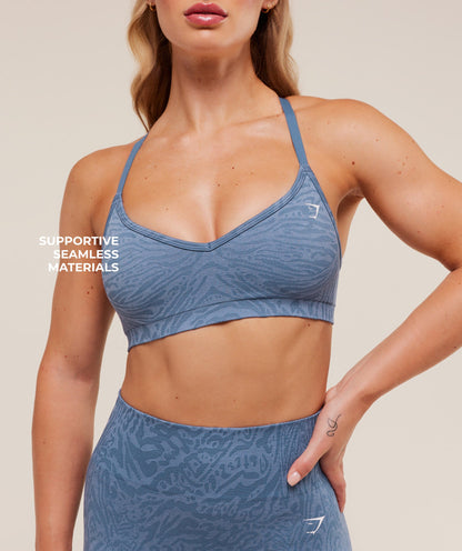 Women's Gymshark Adapt Animal Seamless Sports Bra Worn Blue
