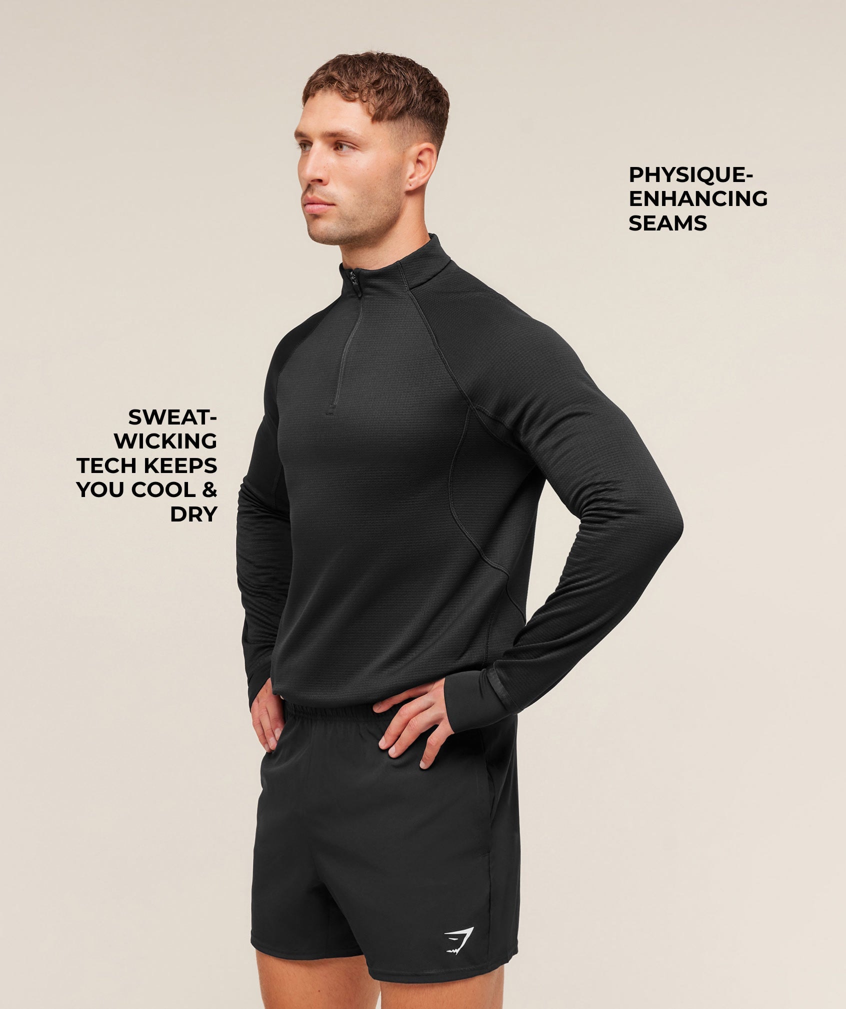 Gymshark Running 1/4 Zip Black