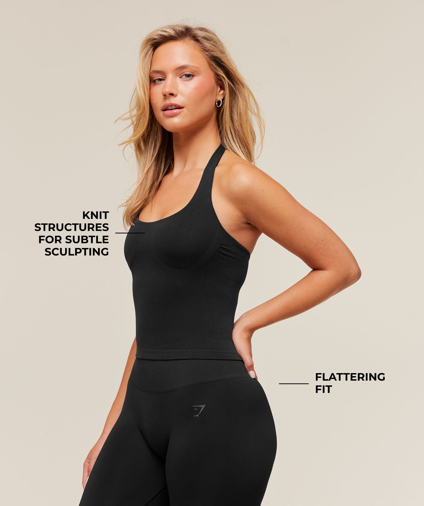 Women's Gymshark Soft Sculpt Halterneck Tank With Shelf Black