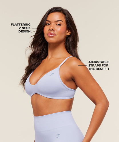 Women's Gymshark Soft Sculpt V-Neck Sports Bra Peri Blue