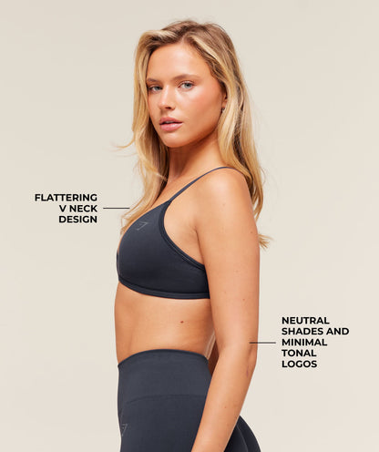 Women's Gymshark Soft Sculpt V-Neck Sports Bra Heavy Blue