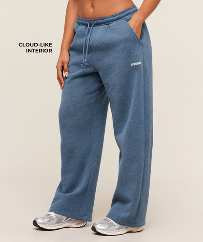 Women's Gymshark Cosy Luxe Straight Leg Regular Joggers Compound Blue Marl