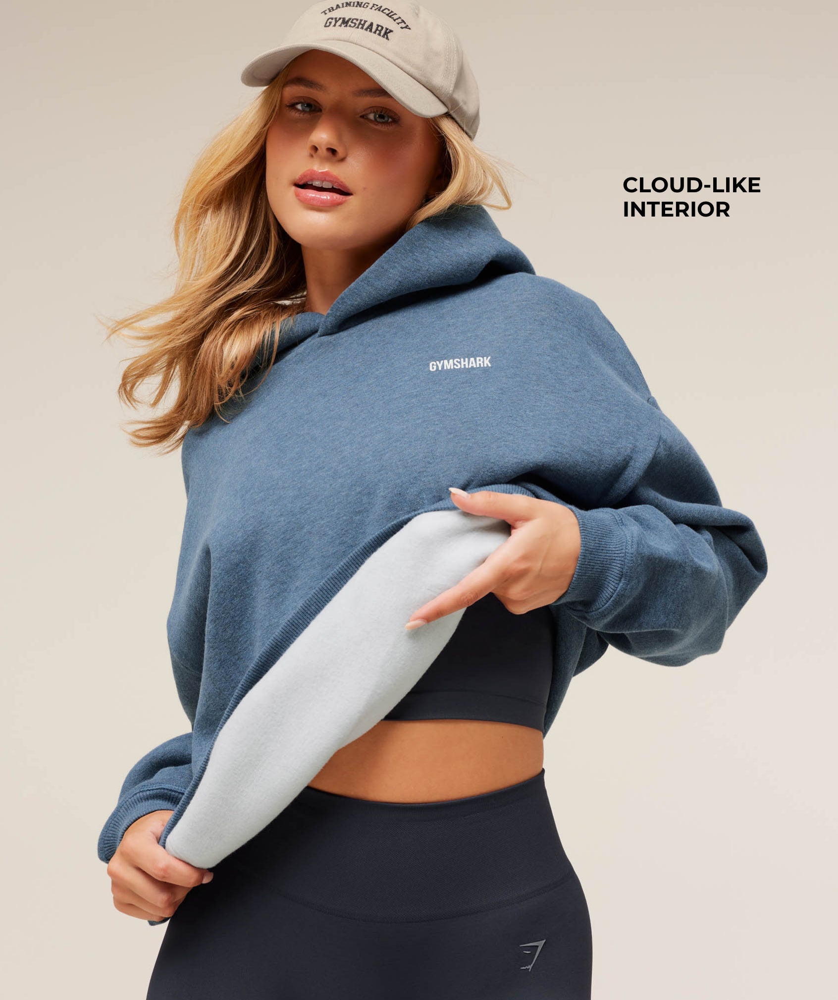 Women's Gymshark Cosy Luxe Hoodie Compound Blue Marl
