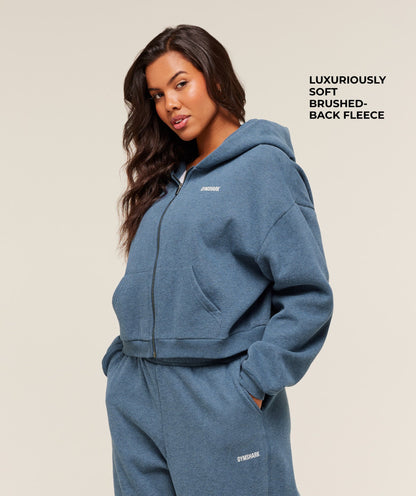 Women's Gymshark Cosy Luxe Zip Through Hoodie Compound Blue Marl