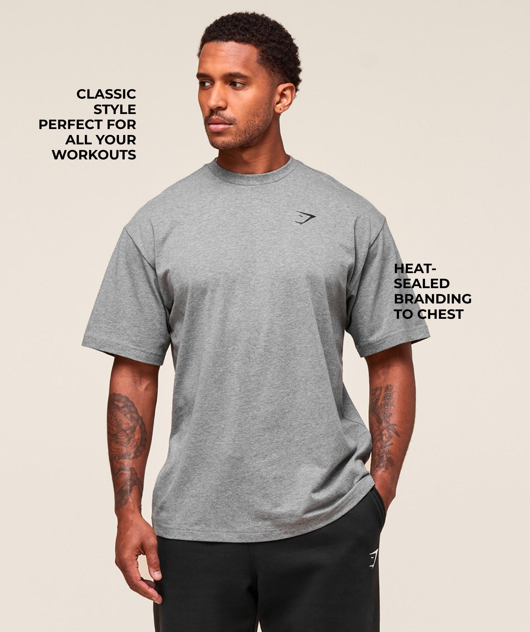 Gymshark Essential Oversized T-Shirt Charcoal Grey Marl