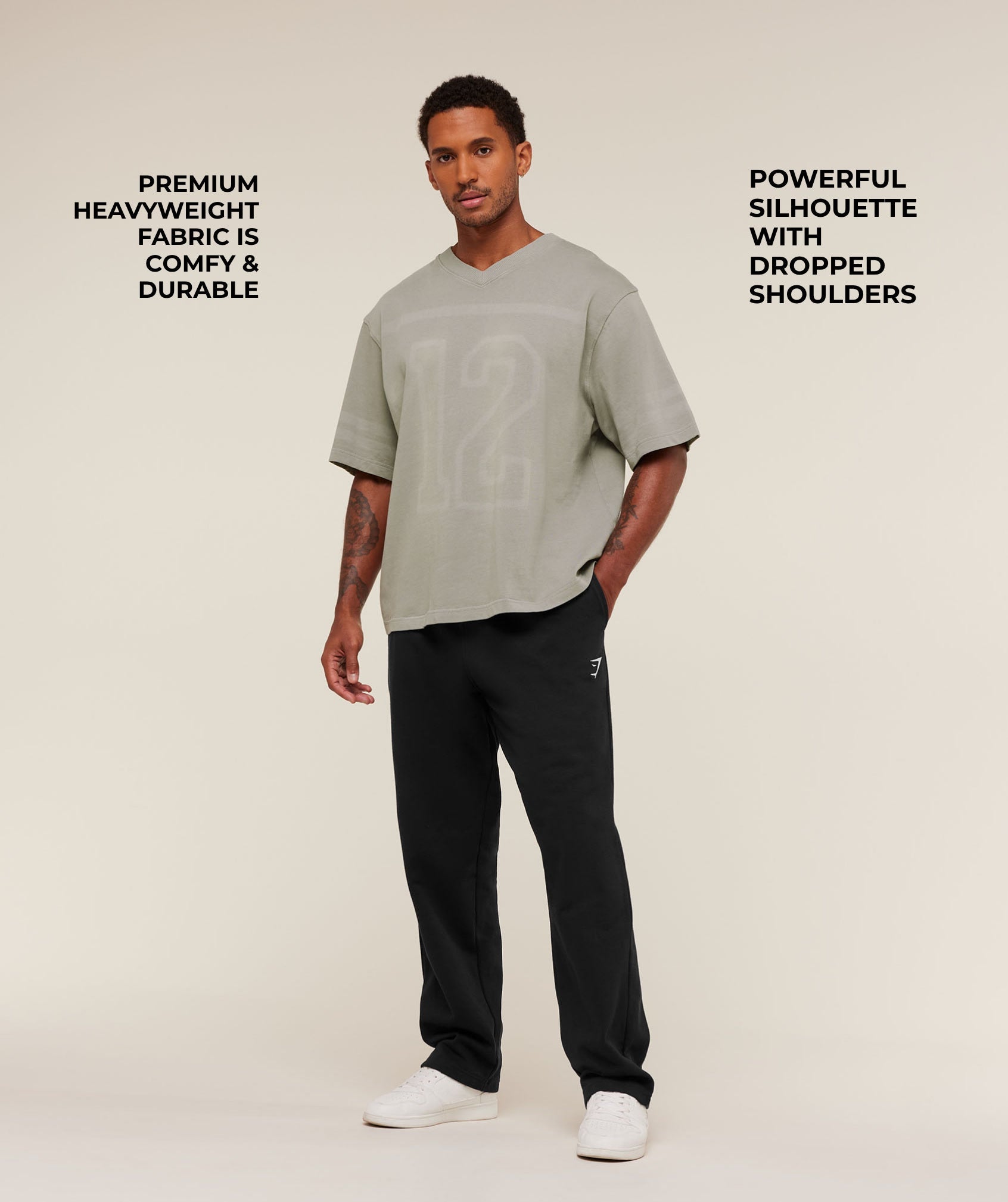 Gymshark Collegiate Washed Jersey T-Shirt Smokey Grey