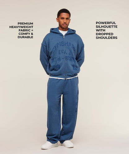 Gymshark Collegiate Washed Zip Up Hoodie Compound Blue