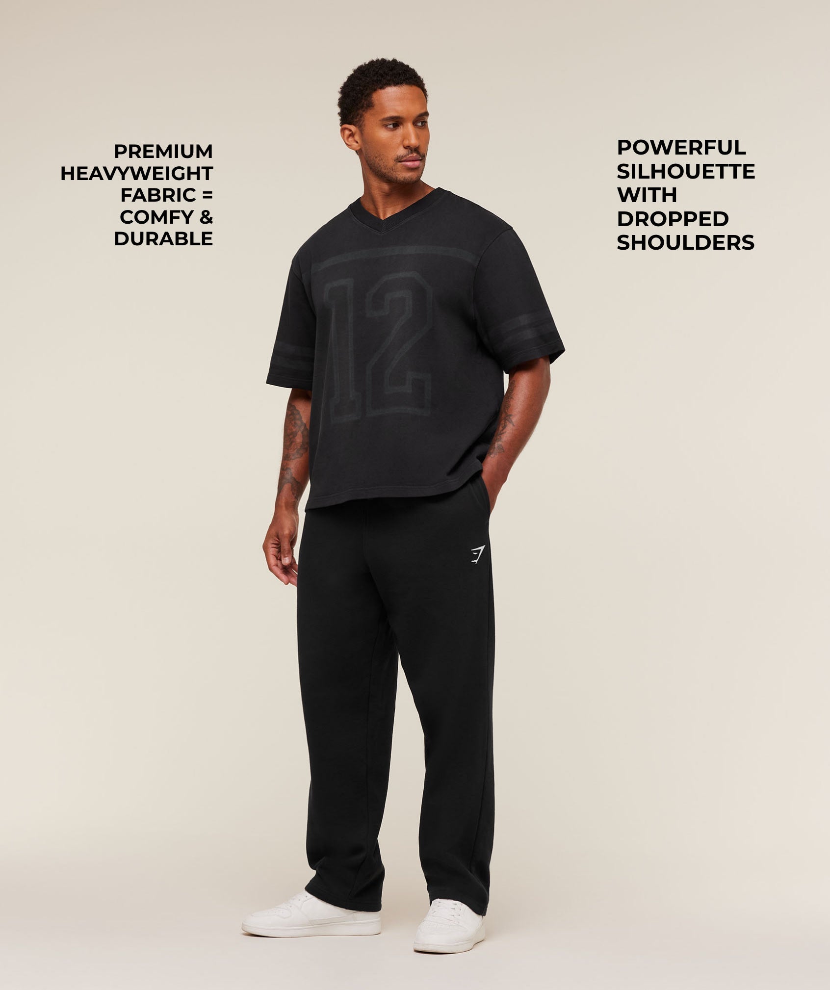 Gymshark Collegiate Washed Jersey T-Shirt Black