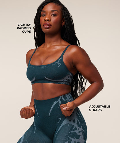 Women's Gymshark Storm Seamless Sports Bra Deep Petrol Blue
