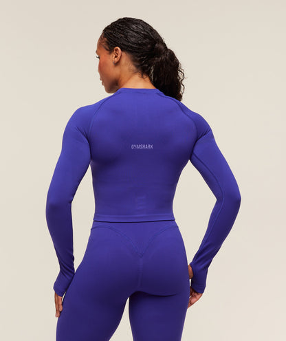 Women's Gymshark Activate Long Sleeve Crop Top Cobalt Purple