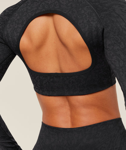 Women's Gymshark Adapt Animal X Whitney Long Sleeve Crop Top Black
