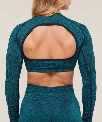 Women's Gymshark Adapt Animal Long Sleeve Crop Top Navy