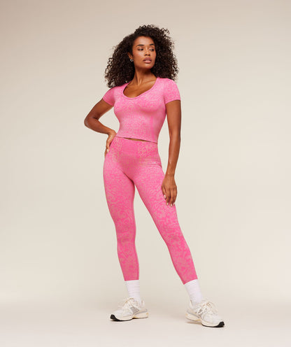 Women's Gymshark Adapt Animal X Whitney Short Sleeve Top Electric Pink